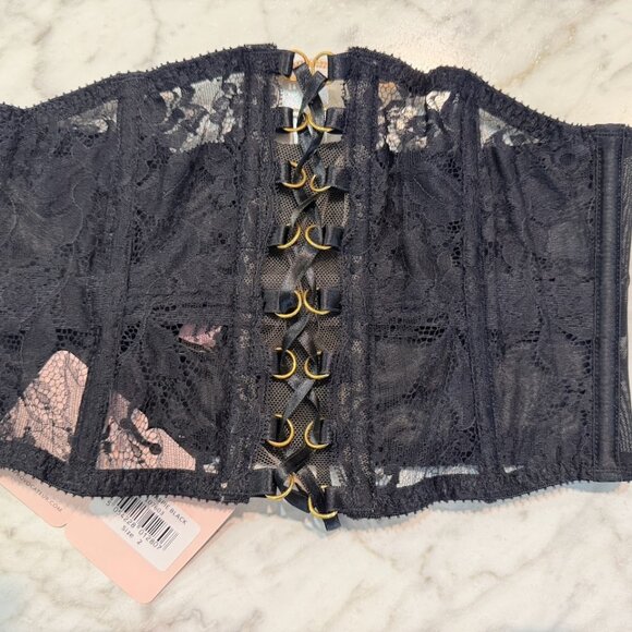 Agent Provocateur Essie Waspie • Sexy Black Lace CorsetSheer Mesh • NWT Size 2